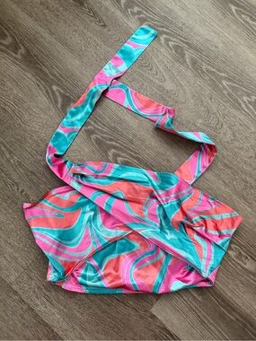Colorful Swirl Halter Top - Turquoise, Pink & Coral